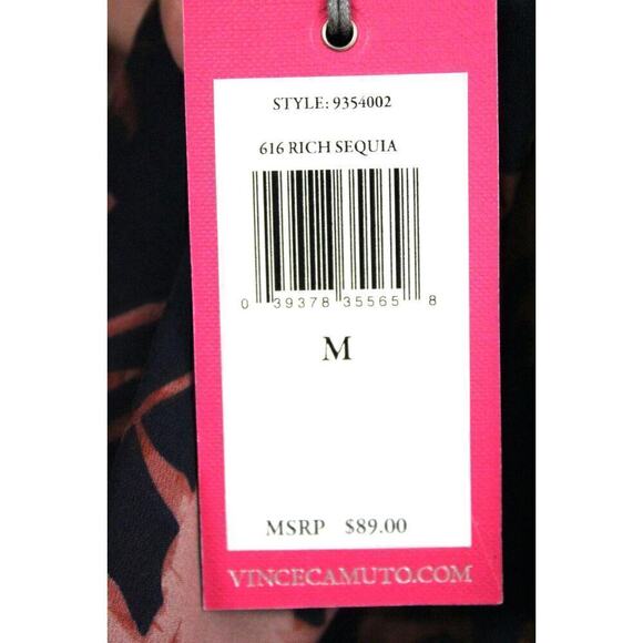 Vince Camuto Women's Blouse M Rich Sequia Blue Red Print NWT $89 Surplice LS - Picture 5 of 6